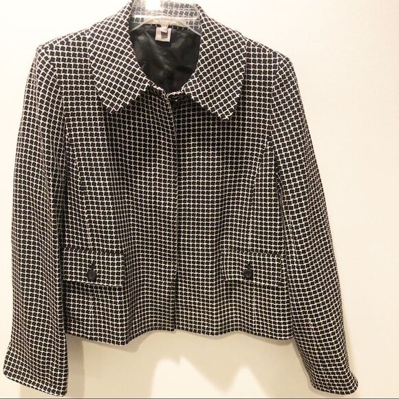 Ellen Tracy Wool Houndstooth Jacket Blazer Size 10 - Picture 1 of 5